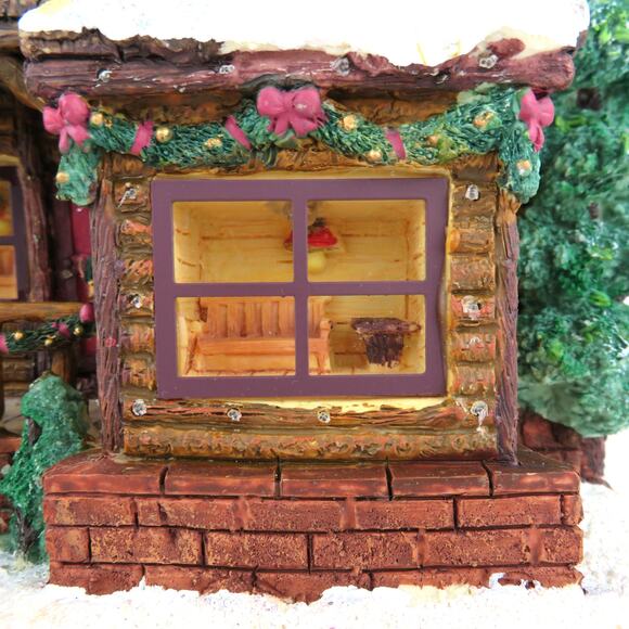 Christmas in the Woods Lighted Cabin House Rustic Log Holiday Village Décor - Picture 9 of 15